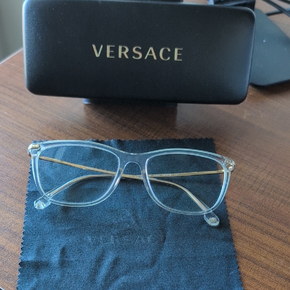 Versace Transparent Eyewear with Gold Details